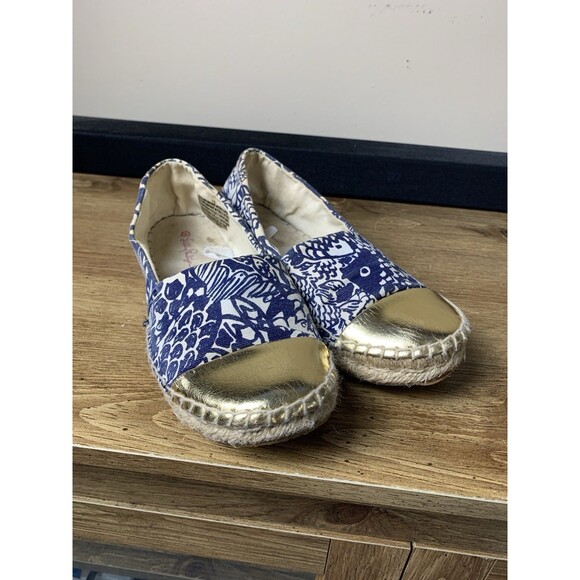 LILLY PULITZER  X Target Espadrilles Flats Size 7.5 Women’s Blue Nautical READ - Picture 1 of 14